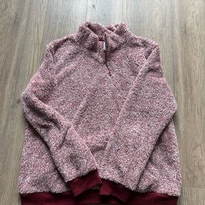 Cozy Maroon and White Fleece Pullover
